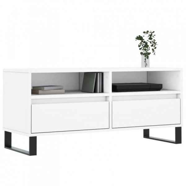 Szafka pod TV, biała, 100x34,5x44,5 cm, materiał drewnopochodny