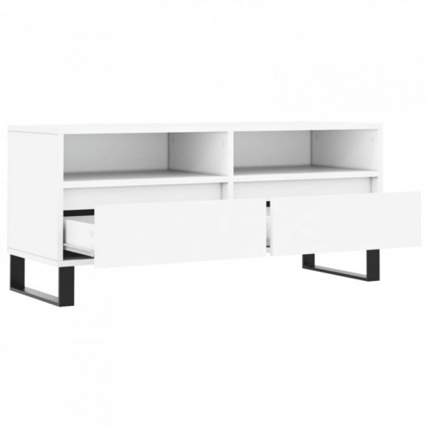Szafka pod TV, biała, 100x34,5x44,5 cm, materiał drewnopochodny