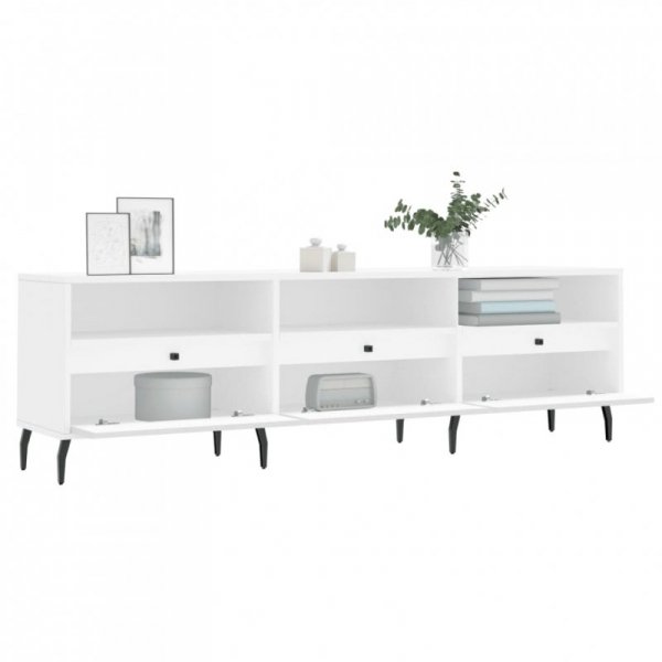 Szafka pod TV, biała, 150x30x44,5 cm, materiał drewnopochodny