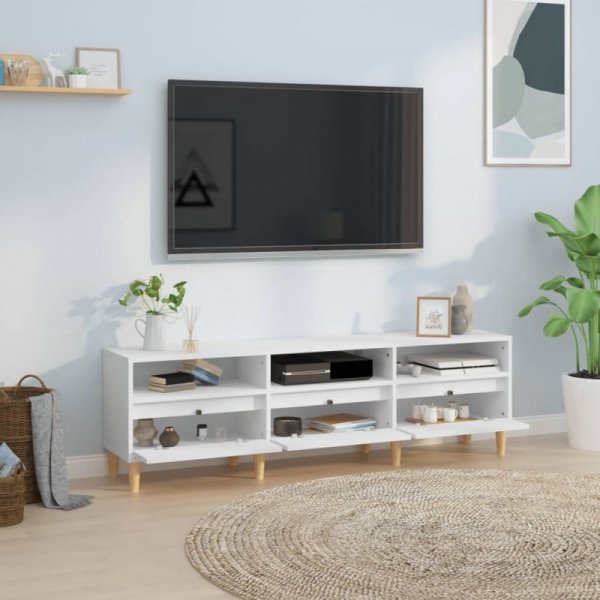 Szafka pod TV, biała, 150x30x44,5 cm, materiał drewnopochodny
