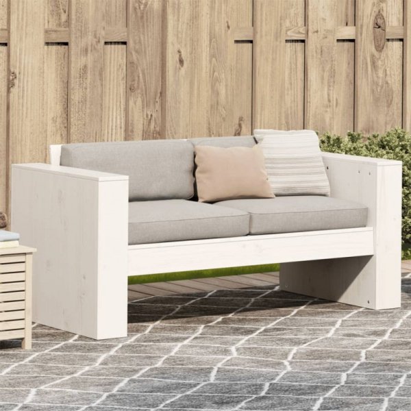 Sofa ogrodowa, 2-osobowa, biała, 134x60x62 cm, drewno sosnowe