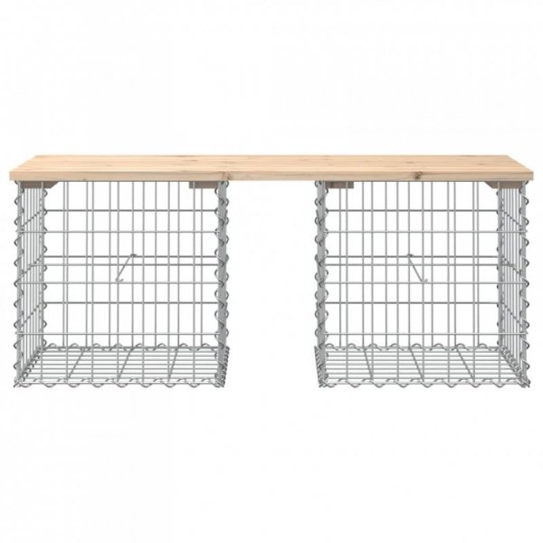 Ławka ogrodowa, z gabionem, 103x44x42 cm, lite drewno sosnowe