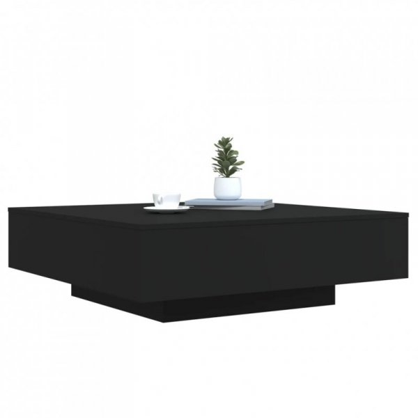 Stolik kawowy z oświetleniem LED, czarny, 100x100x30 cm