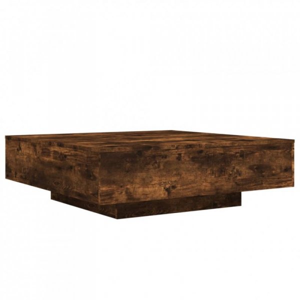 Stolik kawowy z LED, przydymiony dąb, 100x100x30 cm