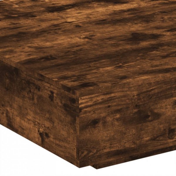 Stolik kawowy z LED, przydymiony dąb, 100x100x30 cm