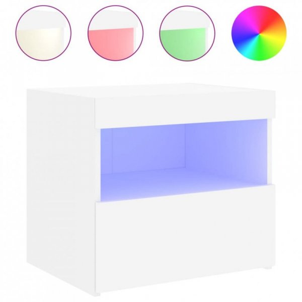 Szafki nocne z oświetleniem LED, 2 szt., białe, 50x40x45 cm