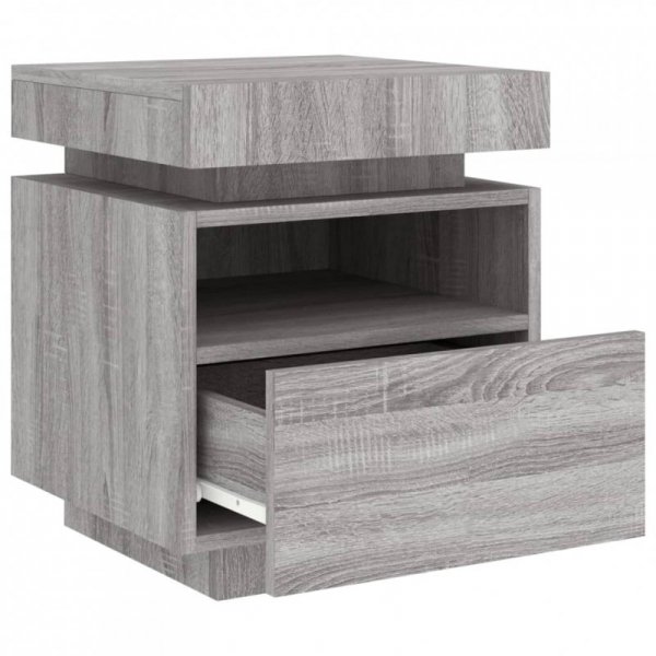 Szafki nocne z LED, 2 szt., szary dąb sonoma, 40x39x48,5 cm