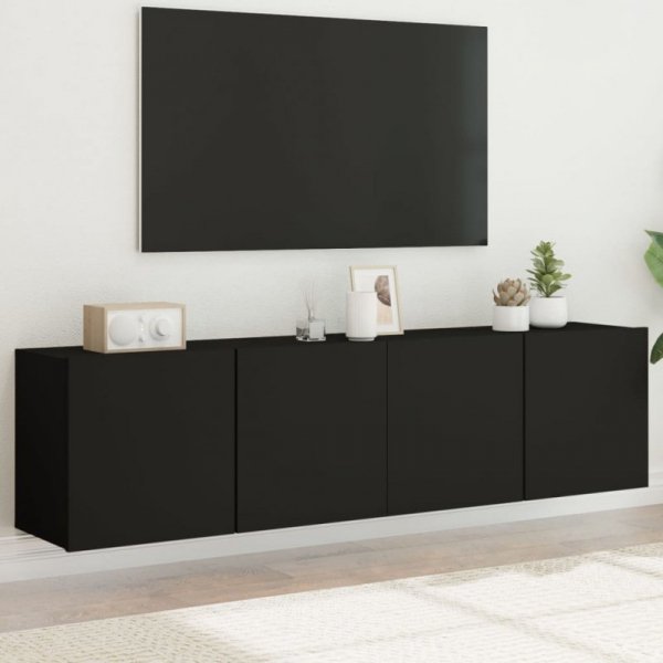Ścienne szafki TV, 2 szt., czarne, 80x30x41 cm