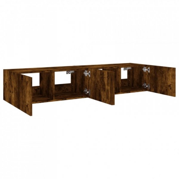 Ścienne szafki TV z LED, 2 szt., przydymiony dąb, 80x35x31 cm