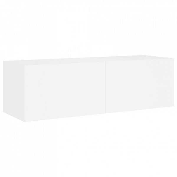 Ścienna szafka TV z LED, biała, 100x35x31 cm