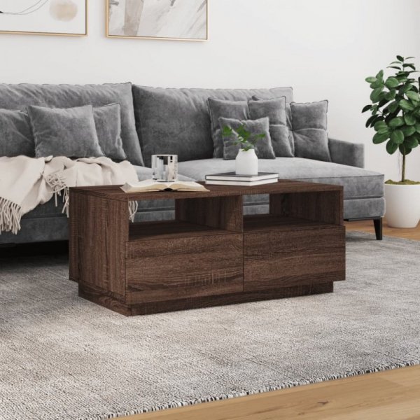 Stolik kawowy z oświetleniem LED, brązowy dąb, 90x49x40 cm