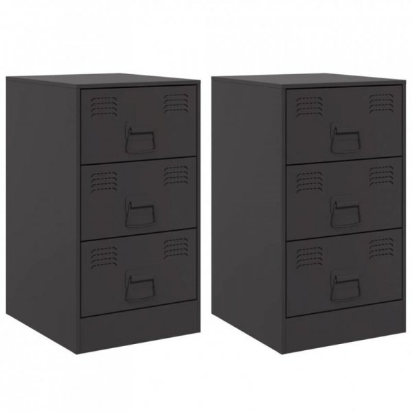 Szafki nocne, 2 szt., czarne, 34,5x39x62 cm, stal