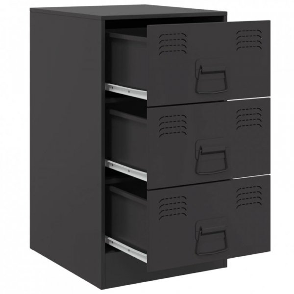Szafki nocne, 2 szt., czarne, 34,5x39x62 cm, stal