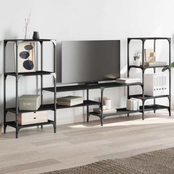 Szafka pod TV, czarna, 206,5x28,5x95 cm