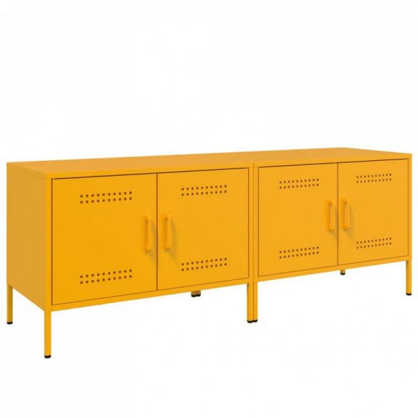Szafki pod telewizor, 2 szt., musztardowe, 68x39x50,5 cm, stal
