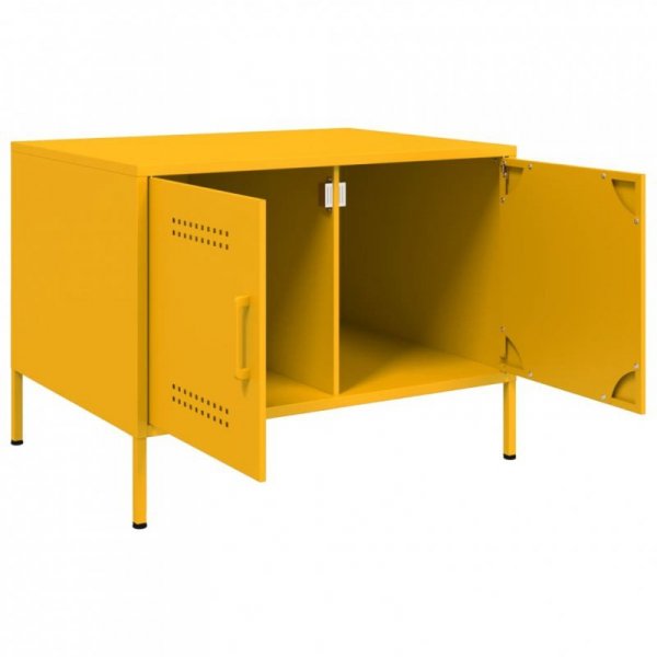 Stolik kawowy, musztardowy, 68x50x50,5 cm, stal