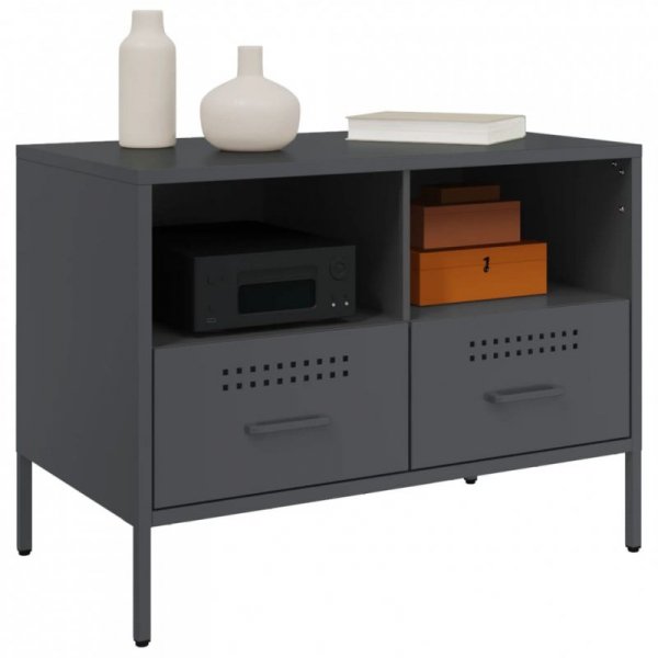 Szafki RTV, 2 szt., antracytowe, 68x39x50,5 cm, stalowe