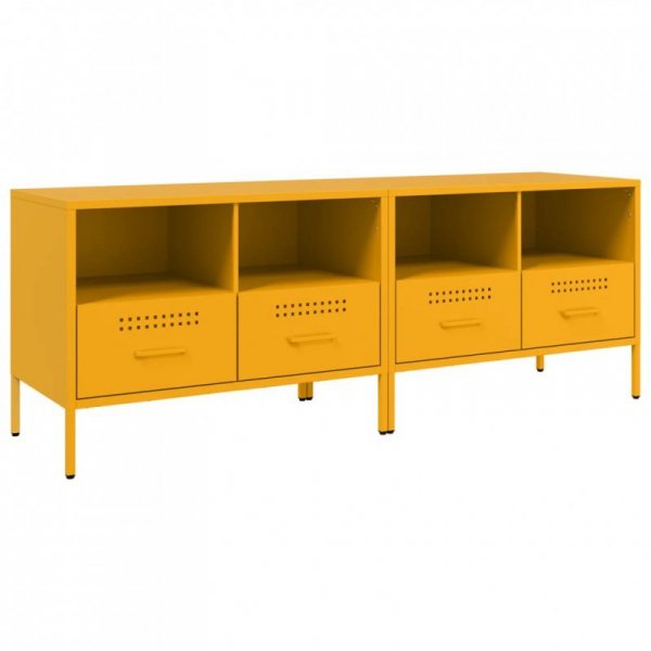 Szafki pod telewizor, 2 szt., musztardowe, 68x39x50,5 cm, stal