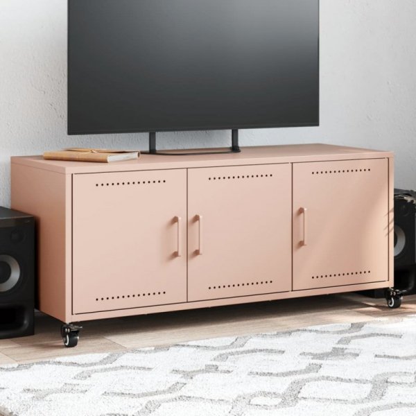 Szafka RTV, różowa, 100,5x39x43,5 cm, stal