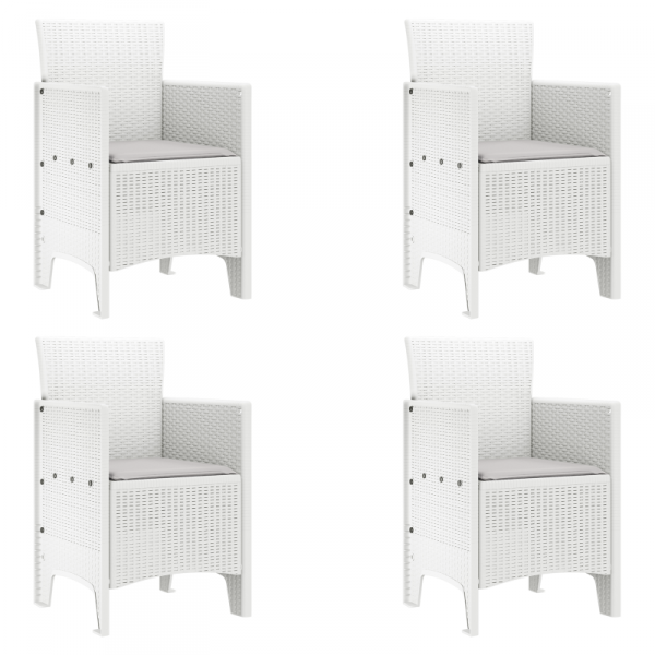 Krzesło ogrodowe  Zestaw 4 Białe Rattan Standard Trwałe
