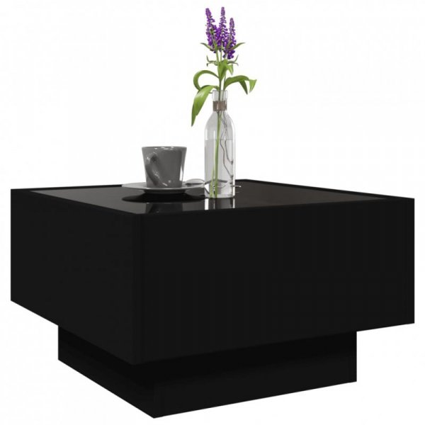 Stolik kawowy z LED, czarny 50x50x30cm, materiał drewnopochodny