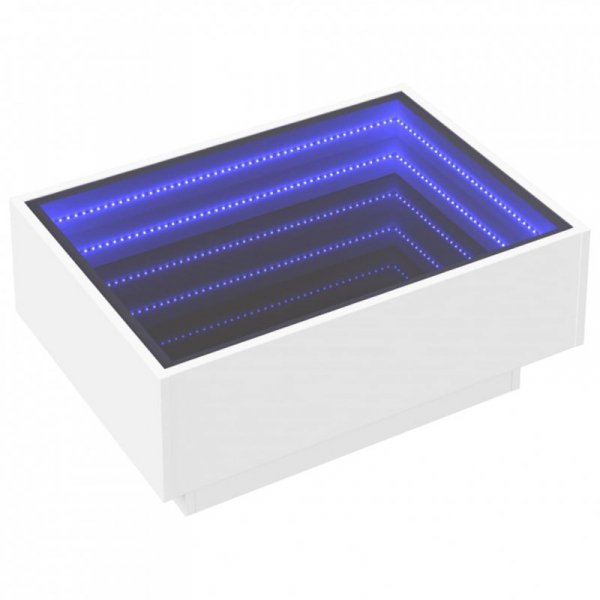 Stolik kawowy z LED, biały, 70x50x30cm, materiał drewnopochodny