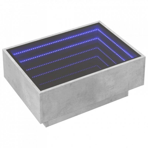 Stolik kawowy z LED, szarość betonu, 70x50x30 cm