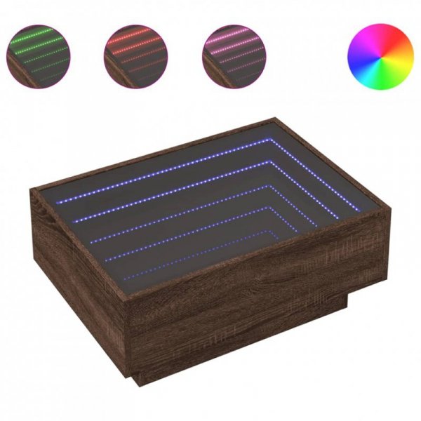 Stolik kawowy z LED, brązowy dąb, 70x50x30 cm