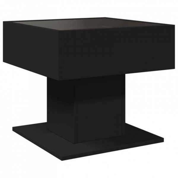 Stolik kawowy z LED czarny 50x50x45 cm, materiał drewnopochodny
