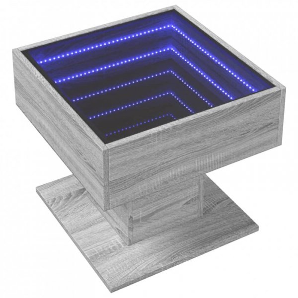 Stolik kawowy z LED, szary dąb sonoma, 50x50x45 cm