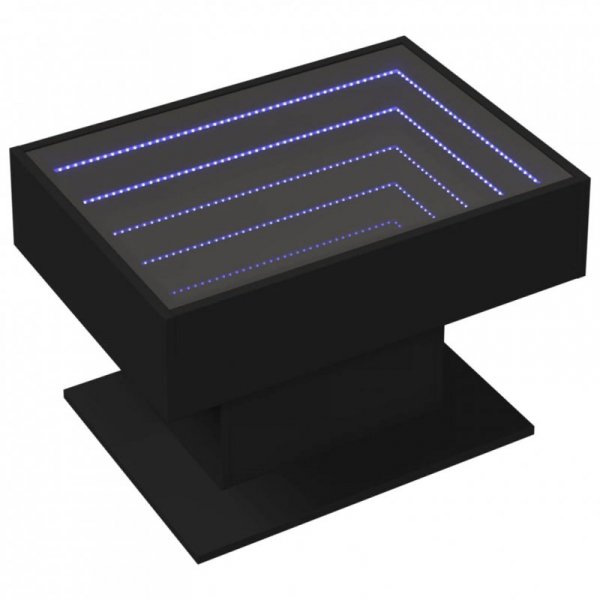 Stolik kawowy z LED, czarny, 70x50x45 cm