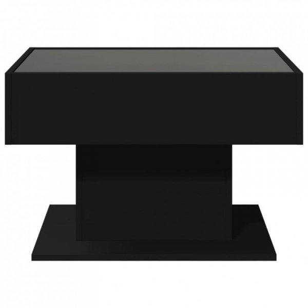 Stolik kawowy z LED, czarny, 70x50x45 cm