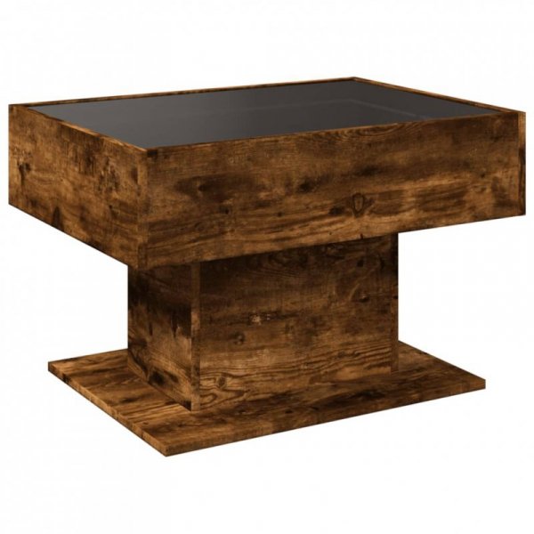Stolik kawowy z LED, przydymiony dąb, 70x50x45 cm