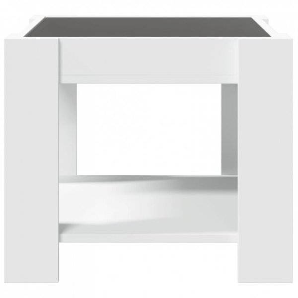 Stolik kawowy z LED, biały 53x53x45 cm, materiał drewnopochodny