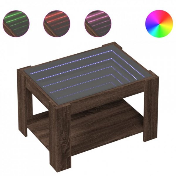 Stolik kawowy z LED, brązowy dąb, 73x53x45 cm