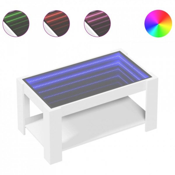 Stolik kawowy z LED, biały 93x53x45 cm, materiał drewnopochodny