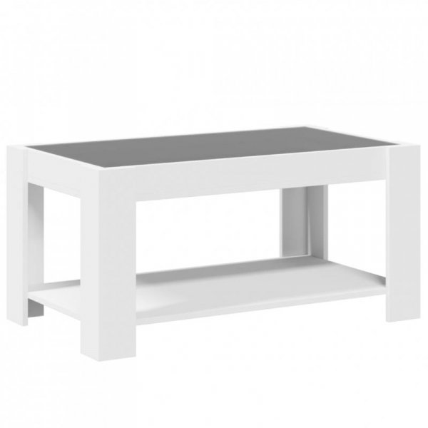 Stolik kawowy z LED, biały 93x53x45 cm, materiał drewnopochodny