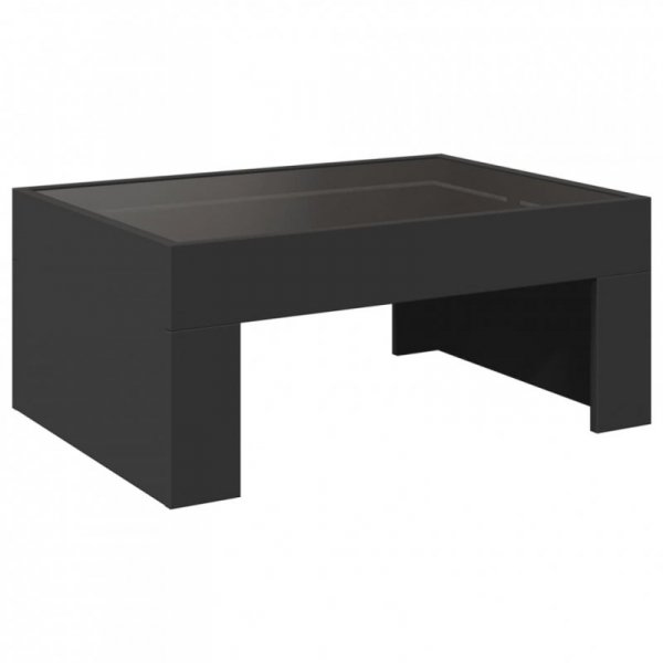 Stolik kawowy z LED Infinity, czarny, 70x50x30 cm