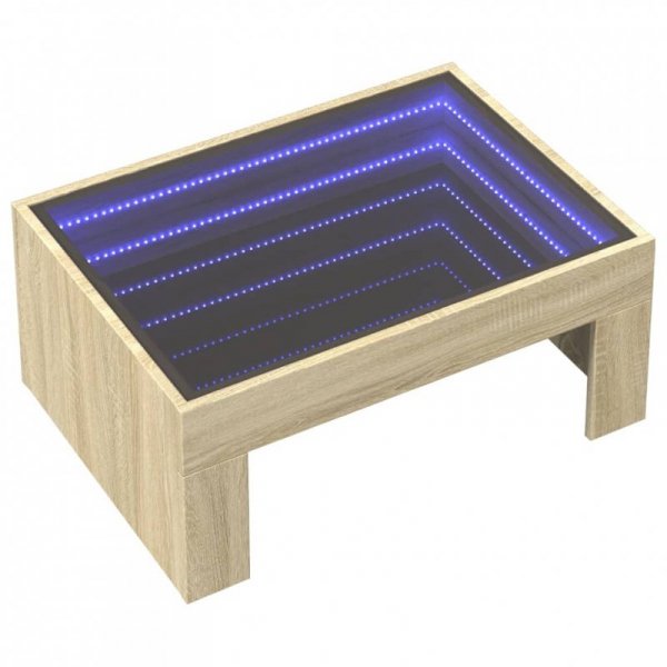 Stolik kawowy z LED Infinity, dąb sonoma, 70x50x30 cm