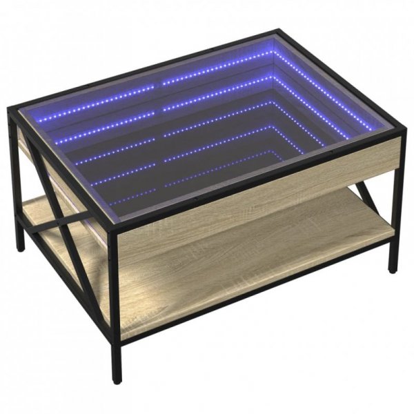 Stolik kawowy z LED Infinity, dąb sonoma, 70x50x38 cm