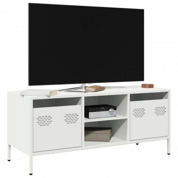 Szafka RTV, biała, 101,5x39x43,5 cm, stal walcowana na zimno