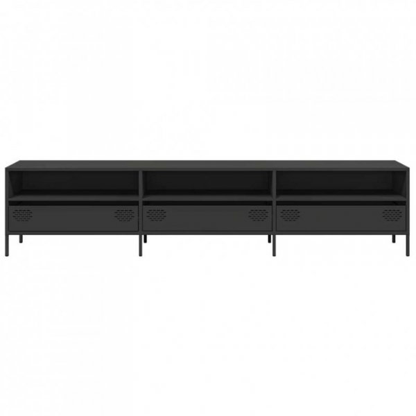 Szafka RTV, czarna, 202x39x43,5 cm, stal walcowana na zimno