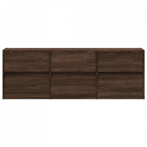 Ścienna szafka TV z LED, brązowy dąb, 130x31x45 cm