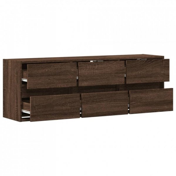 Ścienna szafka TV z LED, brązowy dąb, 130x31x45 cm