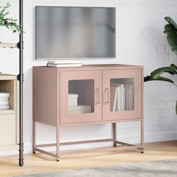 Szafka RTV, różowa, 68x39x60,5 cm, stal walcowana na zimno