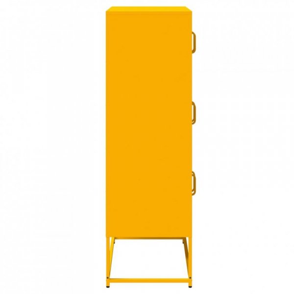 Komoda wysoka Musztardowo-żółta 68x39x123 cm Stal