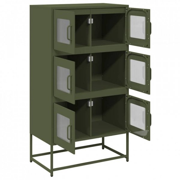 Komoda Oliwkowo-zielona 68x39x123 cm Stal