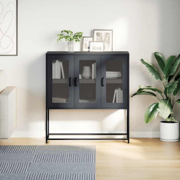 Szafka, czarna, 100,5x39x107 cm, stal walcowana na zimno
