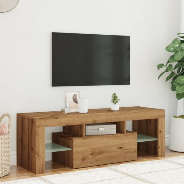 Szafka pod TV z oświetleniem LED, dąb artisan, 120x36,5x40 cm