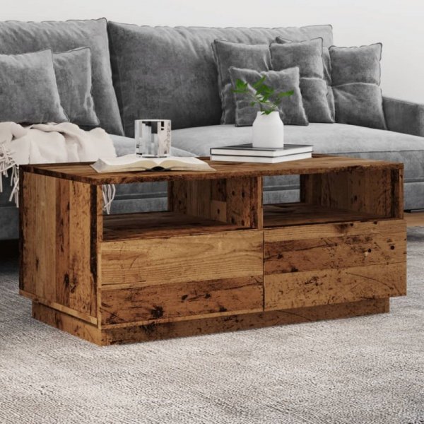 Stolik kawowy z oświetleniem LED, stare drewno, 90x49x40 cm